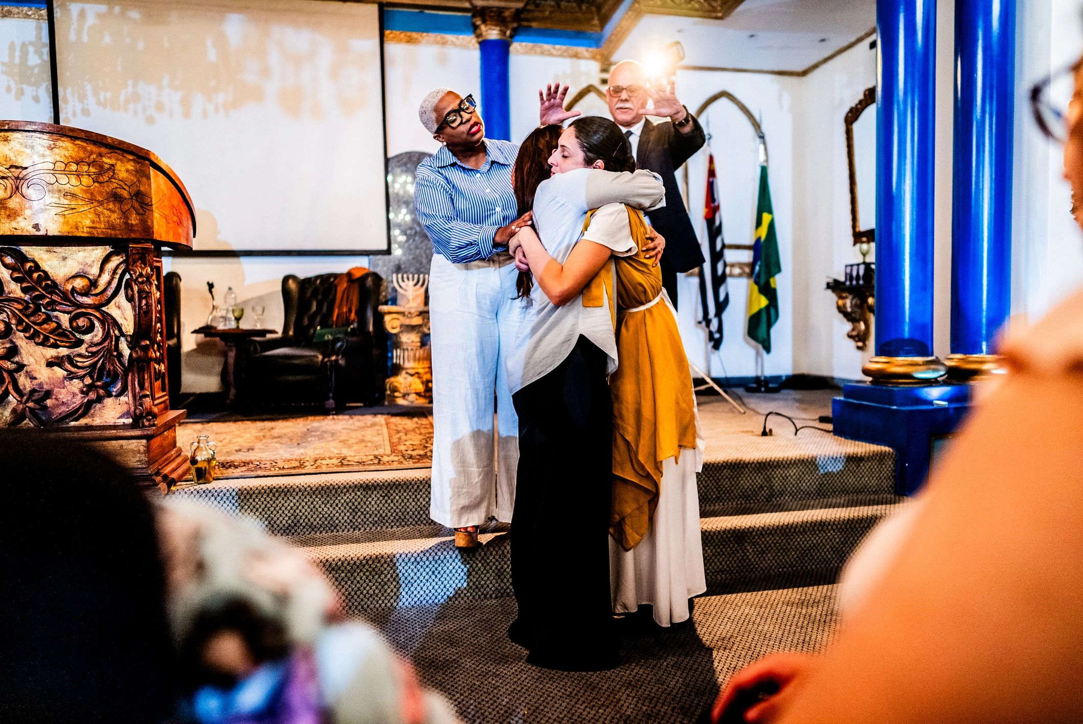 Church members embracing in fellowship